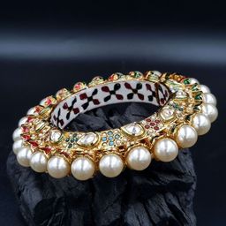Anouk Red Gold Plated Pearl Studded Ethnic Rajasthani Bangles-17