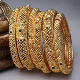Sukkhi Set Of 6 Gold-Plated Stone-Studded Bangles-11