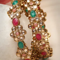 SukkhiSet Of 2 Gold-Plated American Diamond-Studded Bangles-54