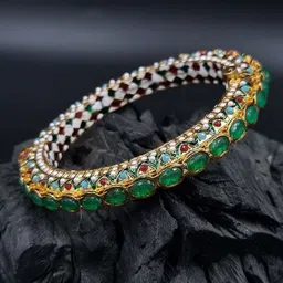 Anouk Gold Plated Bead Studded Ethnic Rajasthani Bangles-image-79