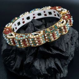 Anouk Gold Plated Pearl Studded Ethnic Rajasthani Bangles-image-67
