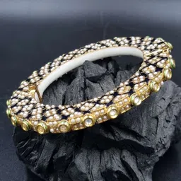 Anouk Gold Plated Pearl Studded Ethnic Rajasthani Bangles-picture-9