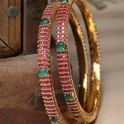 Sukkhi Set Of 2  Gold-Plated Artificial Stones-Studded Bangles-18