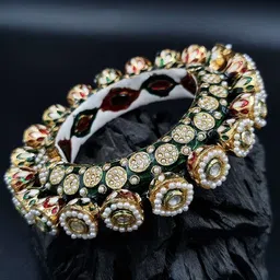 Anouk Green Gold Plated Pearl Studded Ethnic Rajasthani Bangles-54