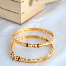 Zeraki Jewels Sheetal Set Of 2 Gold-Plated Bangles-47