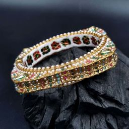 Anouk Gold Plated Pearl Studded Ethnic Rajasthani Bangles-37