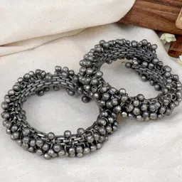 TEEJH Set Of 2 Gunjan Ghungroo Oxidised Bangle-Style Bracelets-6