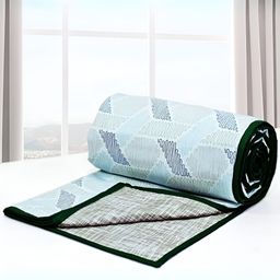 Aurave Riva Blue & White Geometric AC Room Cotton 150 GSM Single Bed Dohar-image-49
