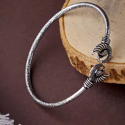 ATIBELLE Silver-Plated Peacock Shaped Adjustable Bangle-46