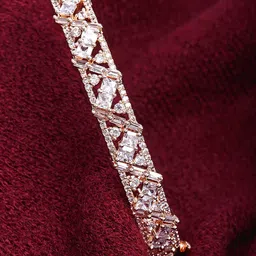 KARATCART Rose Gold-Plated White Stone-Studded Bangle-image-59