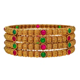 NAGNESHI ART Set Of 4 Gold-Plated Stone-Studded Bangles image 4