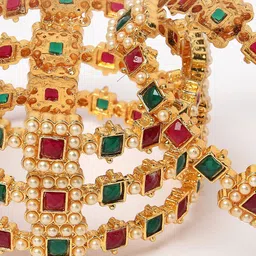 sukkhi SukkhiSet Of 4 Gold-Plated Stone Studded Beaded Bangles image 2