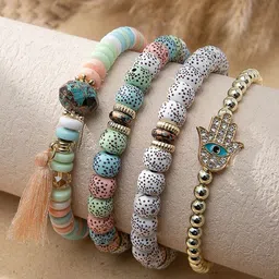Shining Diva Fashion Set Of 4 Gold-Plated Charm Bracelet-45