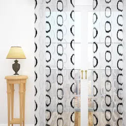 Story@home Black & White Imagica Collection Sheer Polyester Single Door Curtain-13