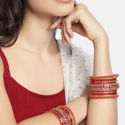 Peora Set of 30 Embellished Chura Chuda Bangle Set-image-4