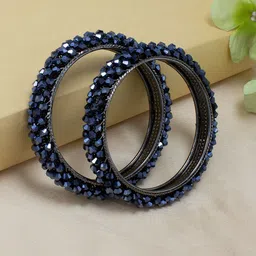 PRIVIU Set Of 2 Crystal Studded Bangles-66