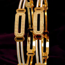 LUCKY JEWELLERY Set Of 2 18K One Gram Gold-Plated Bangles-47