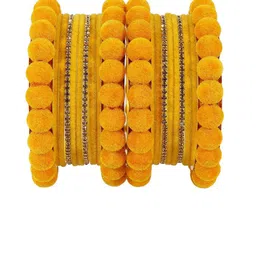 NMII 20 Pcs Zircon Studded & Beaded Velvet Antique Bangles-image-10