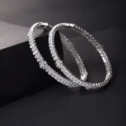 Priyaasi Set Of 2 Silver-Plated White AD-Studded Bangles-22