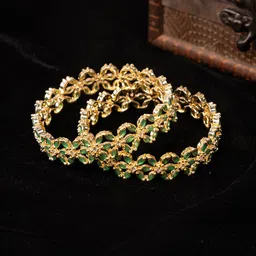 justpeachy Set Of 2 Gold-Plated American Diamond Studded Bangles-11