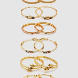 Aazeen Set Of 12 Gold-Plated & Artificial-Studded Bangles-15