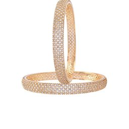 RATNAVALI JEWELS Set Of 2 Gold-Plated AD-Studded Bangles-15