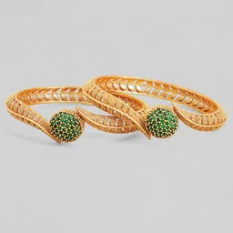 Rubans Set Of 2 22K Gold-Plated AD Studded Bangles image 3