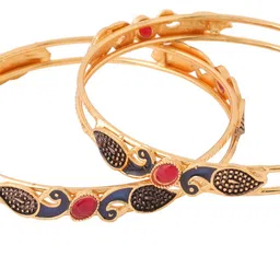 NVR Women Set Of 2 Gold-Plated Traditional Peacock Design Bangles image 4