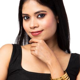 Shining Jewel - By Shivansh Set of 4 Gold-Plated Textured Bangles image 5