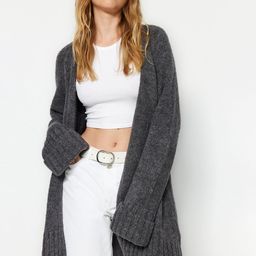Trendyol Acrylic V-Neck Longline Front-Open Sweaters image 2