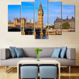 wens Velvet Laminated Big Ben London Set of 5 Wall Art Panels-picture-49