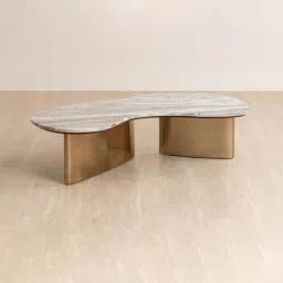 orange tree Berg Toronto Marble Top Coffee Table In Brushed Brass Satin Finish-picture-6
