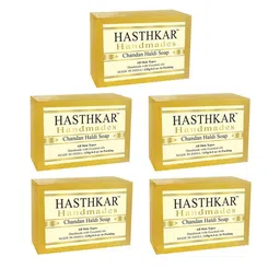 Hasthkar Set of 5 Handmade Chandan Haldi Soap with Glycerin & Coconut Oil - 125 g Each-74