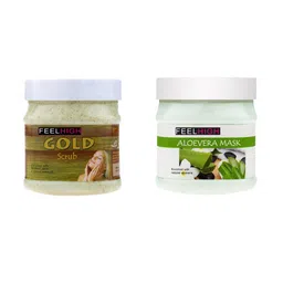 FEELHIGH Combo Of Gold Face Scrub & Aloe Vera Face Mask - 500ml Each-79
