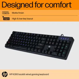 HP K300 Wired USB Standard Gaming Keyboard Compatible with Desktop, Laptop, Mac Easy to Use,Plug and Play,Quick, Comfy Durable body image 2