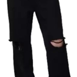 Men Loose Fit Mid Rise Black Jeans-image-62