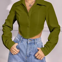 leriya fashion Casual Regular Sleeves Solid Women Light Green Top-picture-25