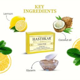 Hasthkar Set of 6 Lemon Handmade Soaps for All Skin Types with Essential Oils - 125g Each image 2
