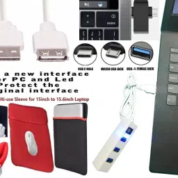 ANJO KeyboardWirelsMous-WrisPad-Hub-Cln-OTG2n1-Ext-LED-Skin-15.6iScrn&KeyGuard&Sleeve Combo Set Designed for Gaming image 3