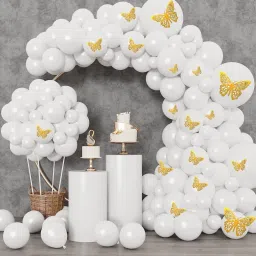 Solid Birthday Party Decoration with Balloons Wall Decoration Butterfly Set of 64 Balloon-image-12