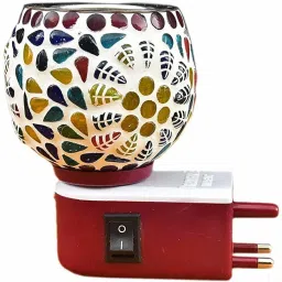 Ceramic Kapoor Dani Stand Kapur Incense Burner Aroma Oil Diffuser Cum Night Lamp with Switch for Home Gift Night Lamp-32