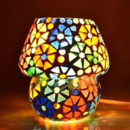 deshilp overseas Decorative Mosaic Glass Table Lamp (Multicolor) 13 cm Table Lamp image 2