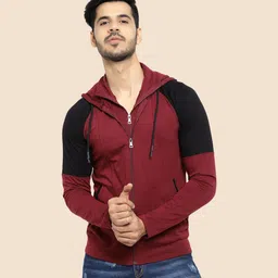black collection Men Full Sleeve Color Block Hooded Sweatshirt-picture-26