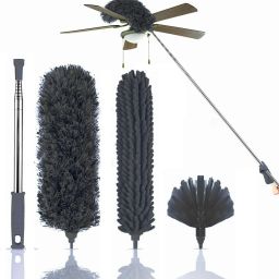 3 in 1 Microfiber Feather Duster With Bendable & Extendable Fan Cleaning Brush Wet and Dry Duster Set-image-121