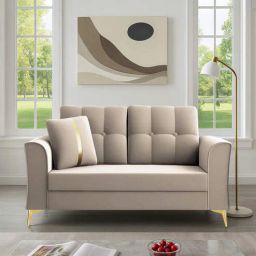 mintwud from pepperfry Kaede Velvet 2 Seater Sofa In Beige Colour-picture-32