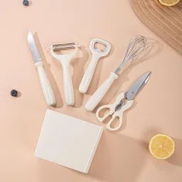 6-Piece Kitchen Gadgets Set, Kitchen Scissors, Kitchen Utensils Set with Holder Stainless Steel, Plastic Cutlery Set-image-38