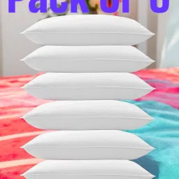 White Pillow 6 Microfibre Solid Sleeping Pillow Pack of 6-0