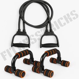 Toning Tube with D Handle Fitness Rope & Push Up Stand for Body Workout Fitness Accessory Kit Kit-image-3