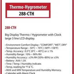 balrama HTC 288-CTH Thermo-Hygrometer Clock Digital Humidity Meter Temperature Tester Pinless Digital Moisture Measurer image 4
