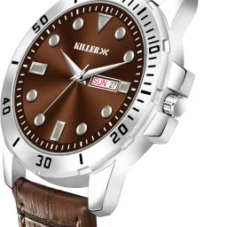killer Working Day and Date Analog Watch - For Men KL-9200-BROWN image 5